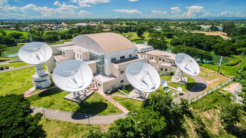 2016年8月1日拍攝的老撾首都萬(wàn)象的老撾一號(hào)通信衛(wèi)星地面站全景。